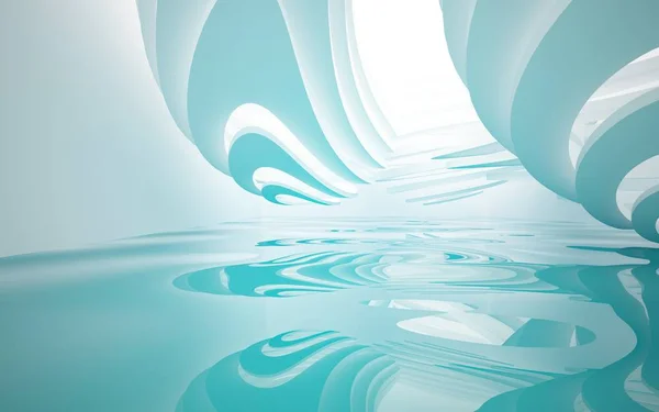 Динамичный белый и синий интерьер — стоковое фото