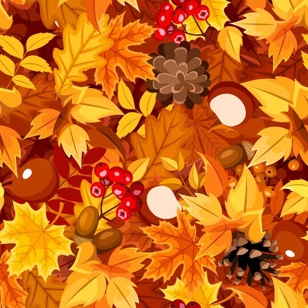 Padrão sem costura com folhas coloridas de outono. Ilustração vetorial . — Vetor de Stock