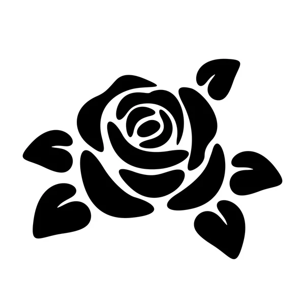 Silueta negra de una rosa. ilustraciones vectoriales . — Vector de stock