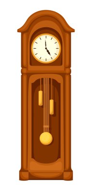 Longcase dedesi saat üzerinde beyaz izole. Vektör çizim.