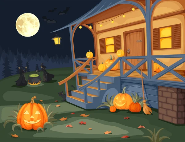 Halloween-Nacht. Vektorillustration. — Stockvektor