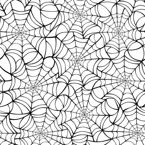 Sorunsuz arka plan beyaz üzerine siyah örümcek ağı ile. Vektör çizim. — Stok Vektör