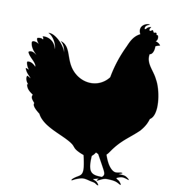 Курица. Векторный чёрный силуэт . — стоковый вектор