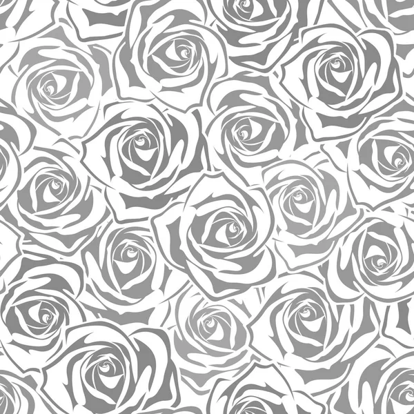 Seamless pattern with gray and white roses. Vector illustration. — Stock Vector