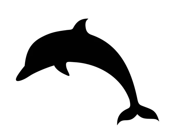 Un dauphin. Silhouette vectorielle noire . — Image vectorielle