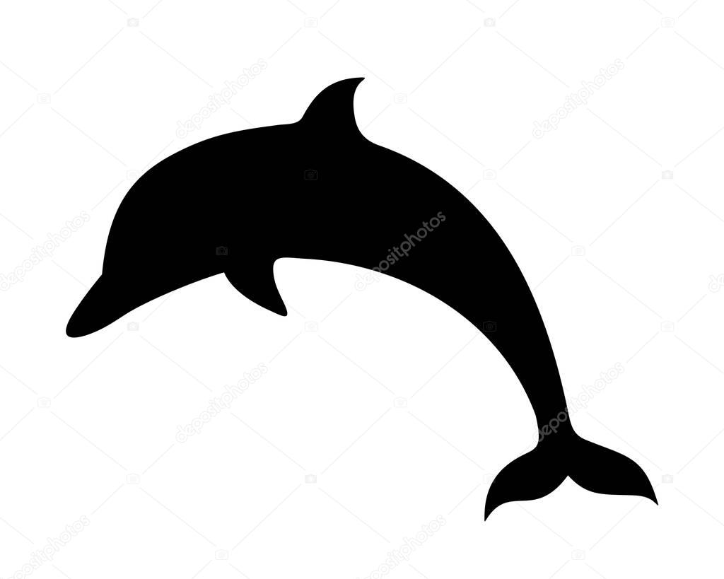 Dolphin. Vector black silhouette. — Stock Vector © Naddya 132101758