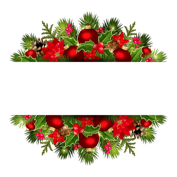 Weihnachtsbanner mit roter und grüner Dekoration. Vektor eps-10. — Stockvektor