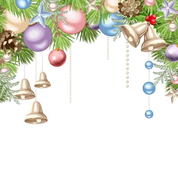Fondo de Navidad con bolas de colores. Ilustración vectorial . — Vector de stock