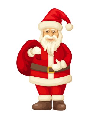 Noel Baba hediye çanta üzerinde beyaz izole ile. Vektör çizim.