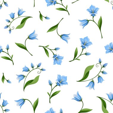 Bluebell çiçekler ile Seamless modeli. Vektör çizim.