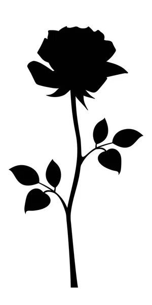 Schwarze Silhouette der Rose mit Stiel. Vektorillustrationen. — Stockvektor