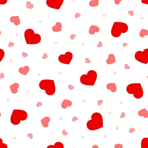 Valentine's day seamless pattern with red and pink hearts. Vector illustration. — Stock Vector