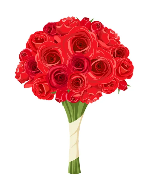 Μπουκέτο με κόκκινα τριαντάφυλλα. Εικονογράφηση διάνυσμα. — Διανυσματικό Αρχείο
