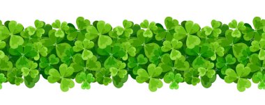 St. Patrick's day vector horizontal seamless background with shamrock. clipart
