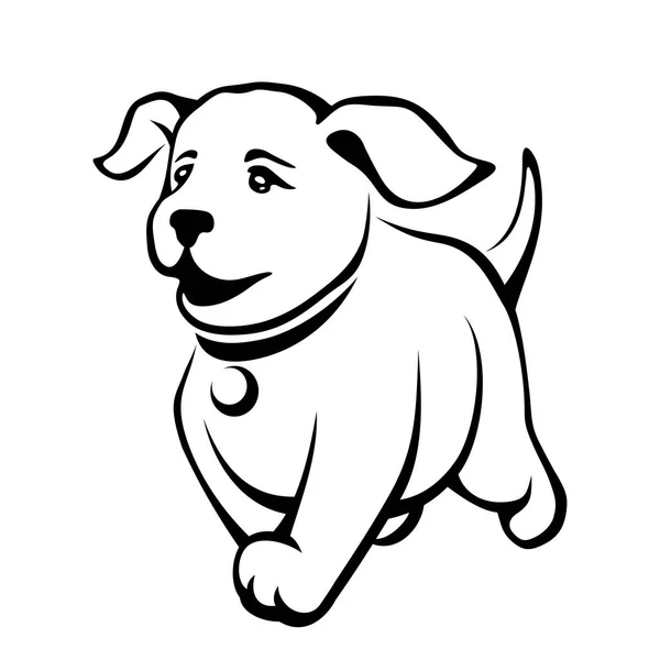 Vector black contour drawing of a cute puppy. — Stock Vector