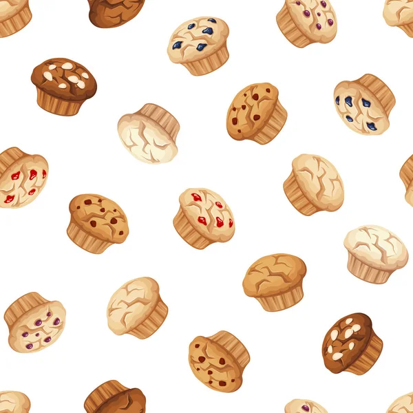 Naadloze patroon met muffins. Vectorillustratie. — Stockvector