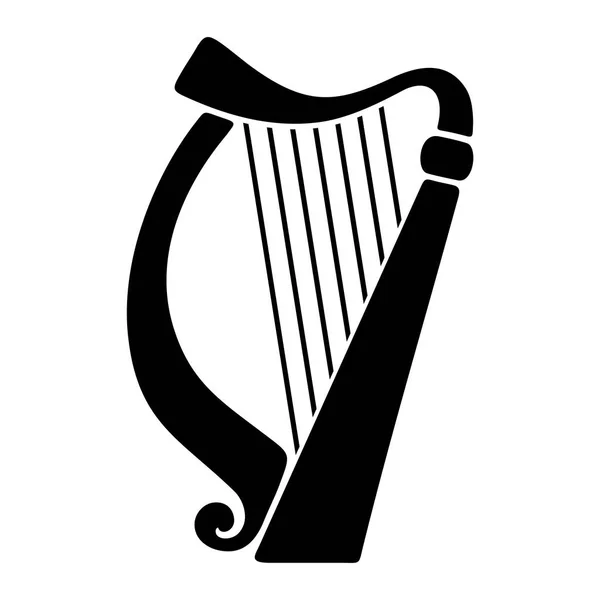 Vector black silhouette of a harp. — Stock Vector