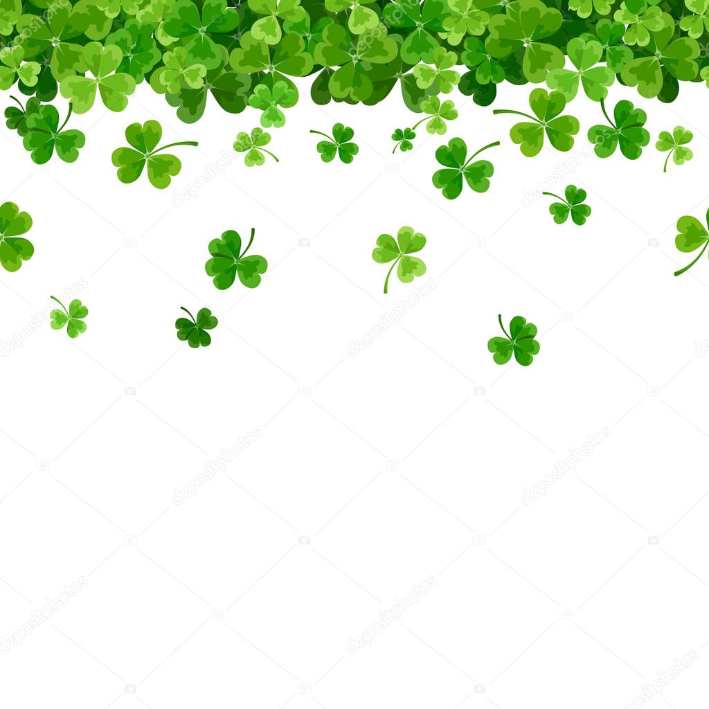 St. Patrick's day horizontal seamless background with shamrock. Vector illustration.