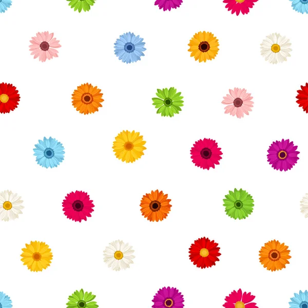 Modèle sans couture avec des fleurs de gerbera colorées. Illustration vectorielle . — Image vectorielle