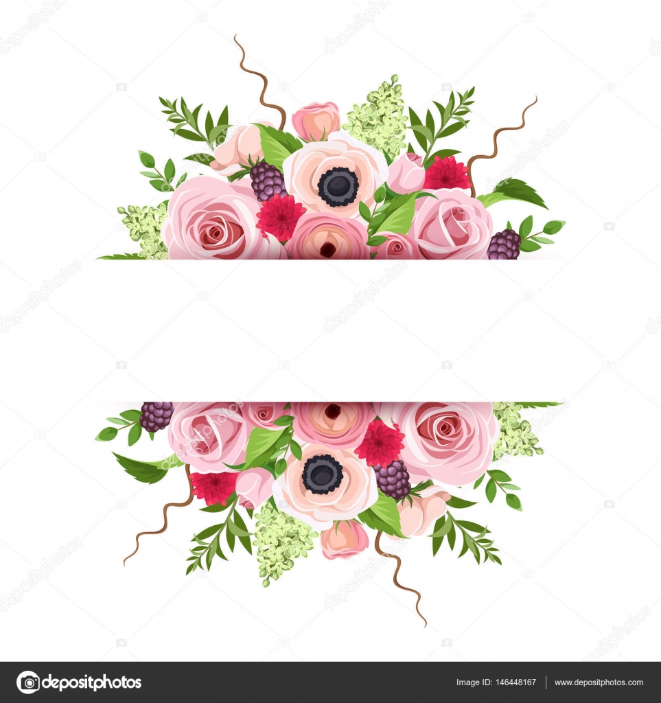 Background banner with colorful flowers. Vector illustration. — Stock