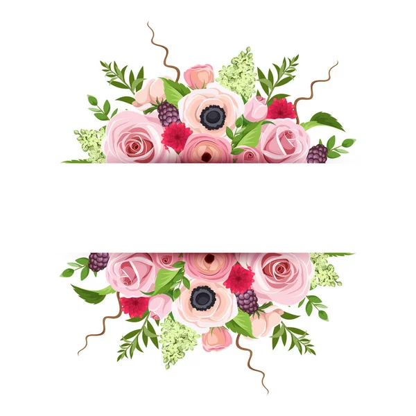Banner de fondo con flores de colores. Ilustración vectorial . — Vector de stock