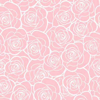 Gül ile Seamless pembe modeli. Vektör çizim.