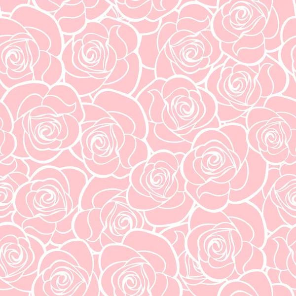 Sömlös rosa mönster med rosor. Vektorillustration. — Stock vektor