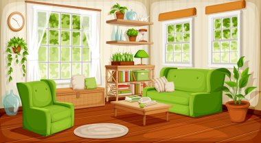 Living room interior. Vector illustration. clipart
