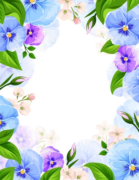 Διάνυσμα φόντο με μπλε και μοβ λουλούδια πανσές. — Διανυσματικό Αρχείο