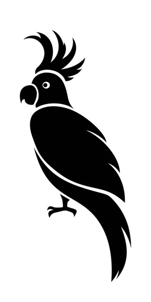 凤头鹦鹉鹦鹉。矢量黑色剪影. — 图库矢量图片