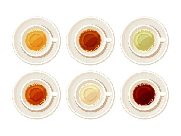 Conjunto de tazas de té. Ilustración vectorial . — Vector de stock