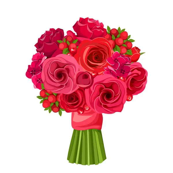 Bouquet of red flowers. Vector illustration. — Stock Vector