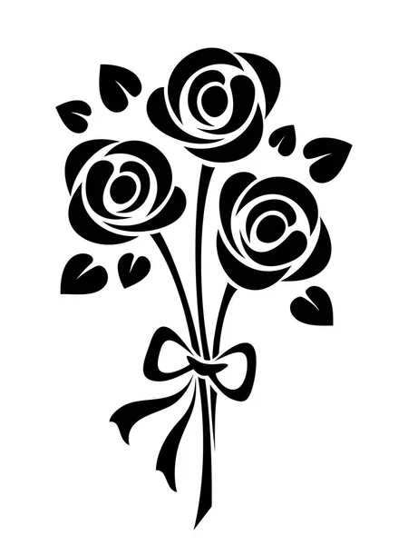 Bouquet di rose. Silhouette nera vettoriale . — Vettoriale Stock