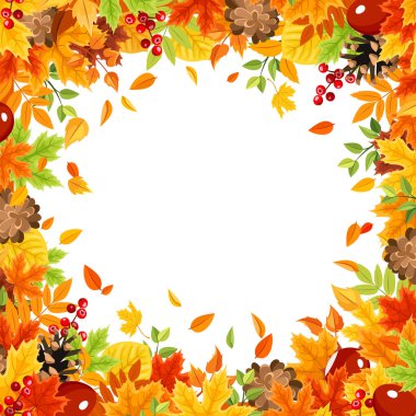 Çerçeve arka plan renkli sonbahar yaprakları ile. Vektör çizim.