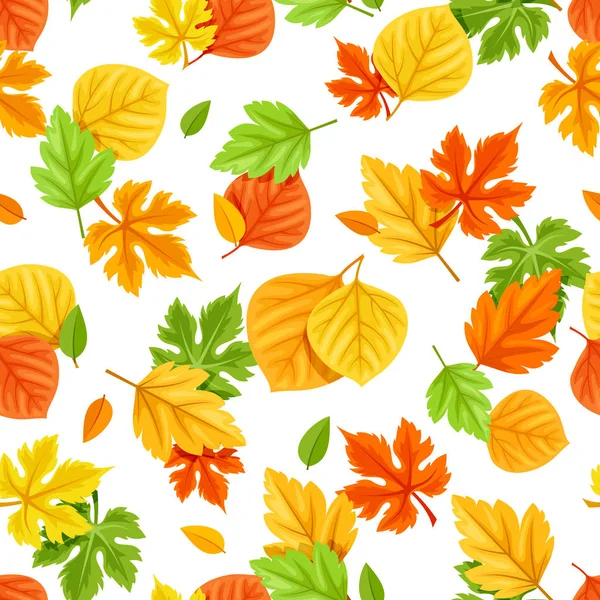 Modèle sans couture avec des feuilles d'automne colorées. Illustration vectorielle. — Image vectorielle