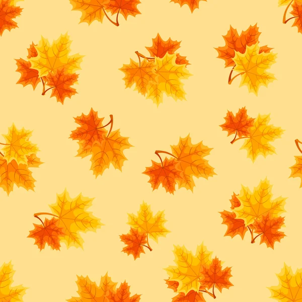 Patrón sin costuras con hojas de arce de otoño. Ilustración vectorial. — Vector de stock