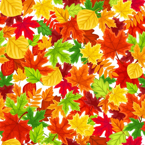 Fundo sem costura com folhas de outono coloridas. Ilustração vetorial. — Vetor de Stock
