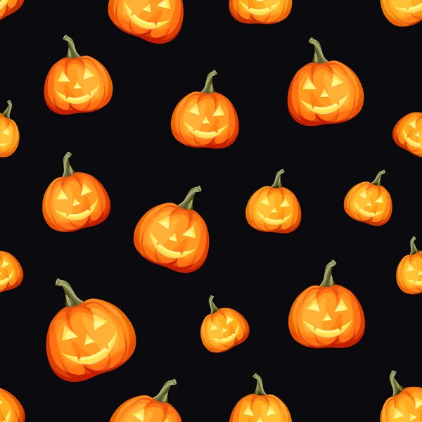ジャック-O-ランタン (ハロウィンかぼちゃ) とのシームレスなパターン。ベクトル図. — ストックベクタ