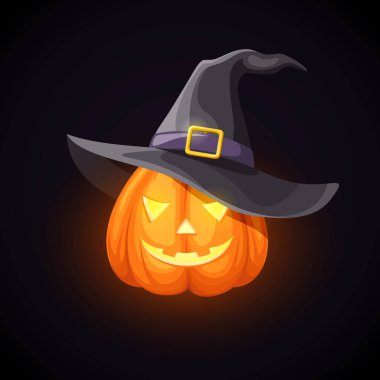 Jack-O-Lantern Cadılar şapkalı. Vektör eps-10.
