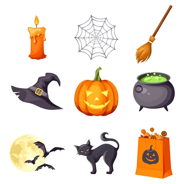 Set vettoriale di simboli di Halloween . — Vettoriale Stock