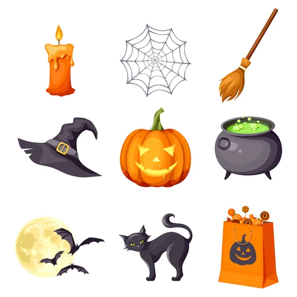 Vector set halloween symbolen. — Stockvector