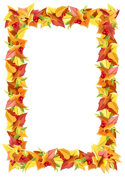 Vector autumn colorful leaves frame. — Stock Vector