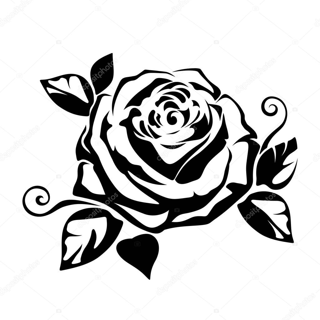 Vector: rosas negro | Silueta Vector Negro Una Rosa Sobre ...