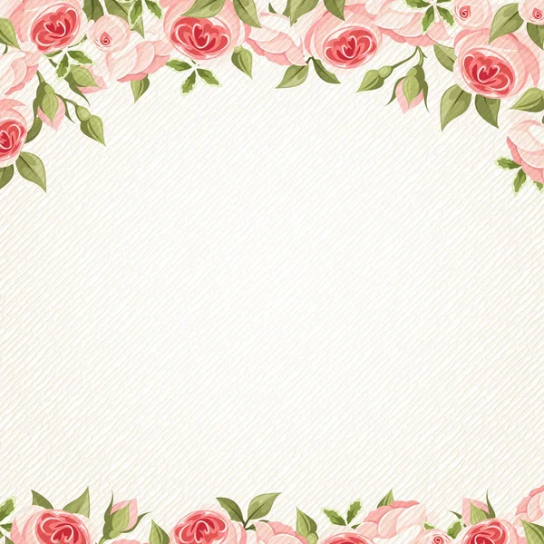 Tarjeta Felicitación Vectorial Con Rosas Rosadas — Vector de stock