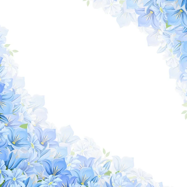 青い花を持つベクトル コーナーの背景 — ストックベクタ