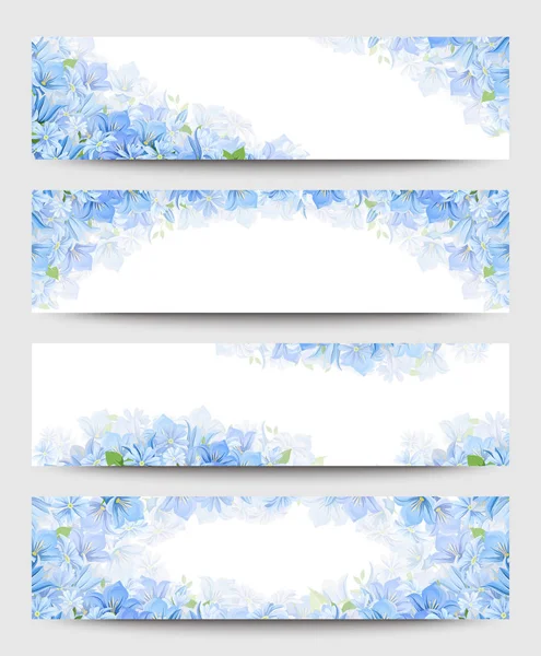 Banderas Web Vectoriales Con Flores Azules — Vector de stock