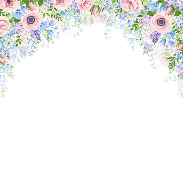 Fundo Vetorial Com Flores Rosa Azul Roxo — Vetor de Stock