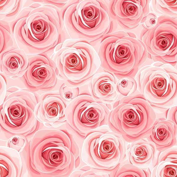 Textura Fondo Sin Costura Vectorial Con Rosas Rosa — Archivo Imágenes Vectoriales