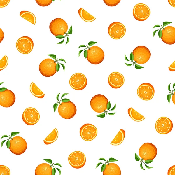 Vector Seamless Pattern Orange Fruit White — Stock Vector