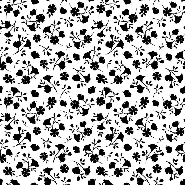 Διάνυσμα Απρόσκοπτη Μαύρο Και Άσπρο Floral Μοτίβο Μικρά Λουλούδια — Διανυσματικό Αρχείο